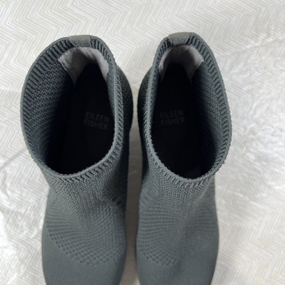 Eileen Fisher Womens 8.5 Sock Boot Gray Purl Stretch Knit Ankle Bootie Recycle - Picture 11 of 16